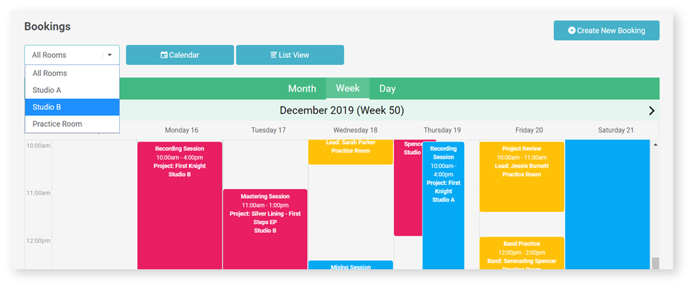 Sonido Software Studio Scheduling Booking